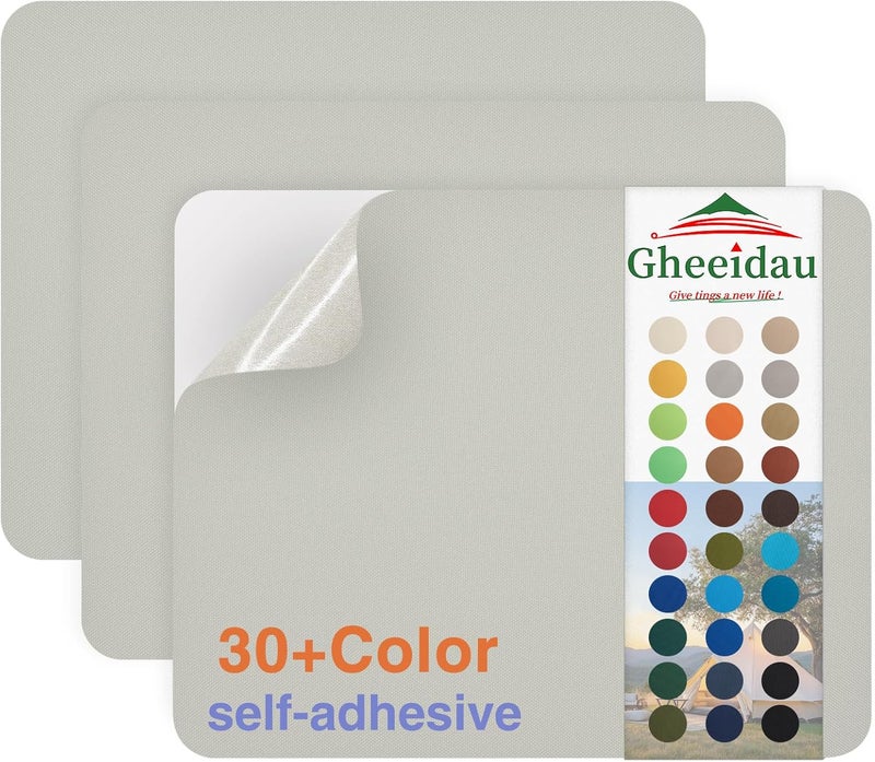 Gheeidau Canvas Repair Patch 9×11 Inch 3Pcs Waterproof Self-Adhesive Fabric Repair Patch for Tents,Boat Cover,Pop Up Canopy,Patio,Bags,Car Seats,Sofas,Furniture Cover(Beige Grey) - Image 1